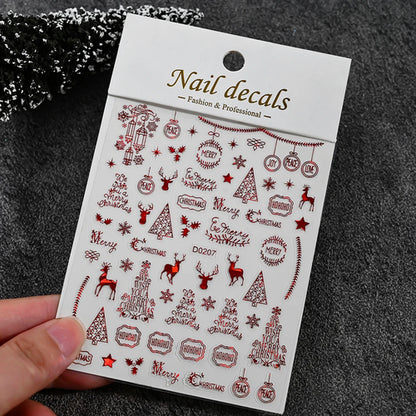 Winter Christmas Atmosphere Nail Stickers Snowman Snowflake Wapiti