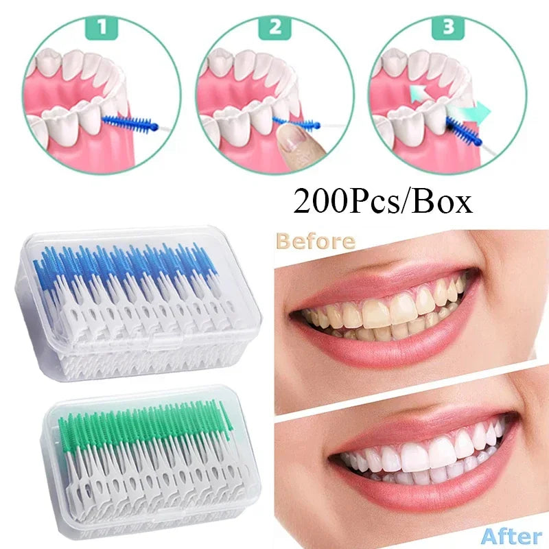 200/400pcs Interdental Silicone Brushes Dental Toothpicks Brush