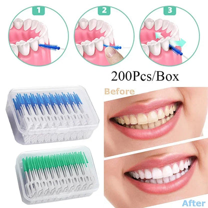 200/400pcs Interdental Silicone Brushes Dental Toothpicks Brush