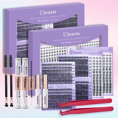 ISEEN DIY Eyelash Extension Kit Cluster Mix Eyelashes Full Set Lashes