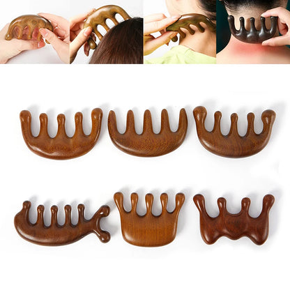 Wood Therapy Massage Comb Head Face Scalp Gua Sha Massager Natural
