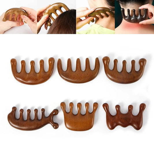 Wood Therapy Massage Comb Head Face Scalp Gua Sha Massager Natural