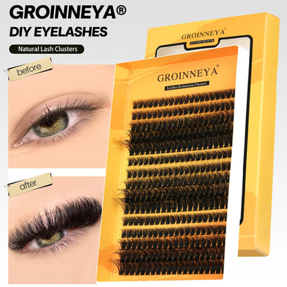 GROINNEYA Cluster Lashes DIY Eyelash Extension C Curl Long Individual