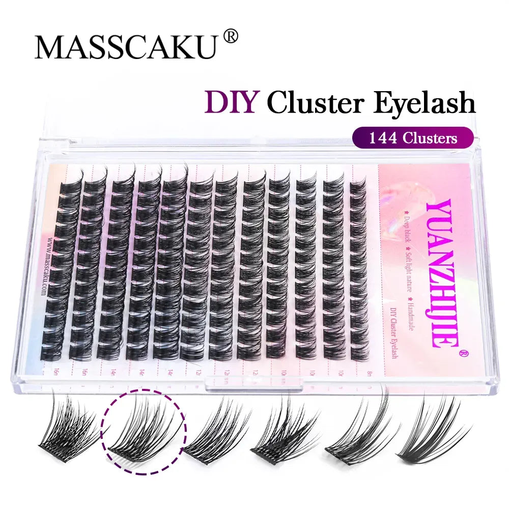 DIY 144 Cluster Lashes YUANZHIJIE free ship Segmented Beam Natural C/D