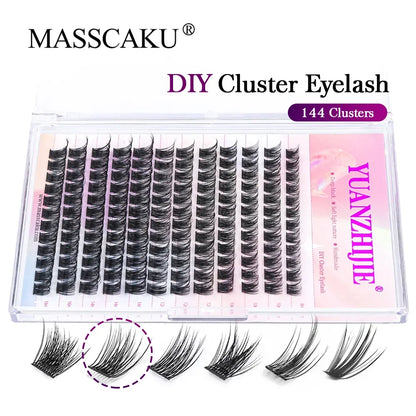 DIY 144 Cluster Lashes YUANZHIJIE free ship Segmented Beam Natural C/D