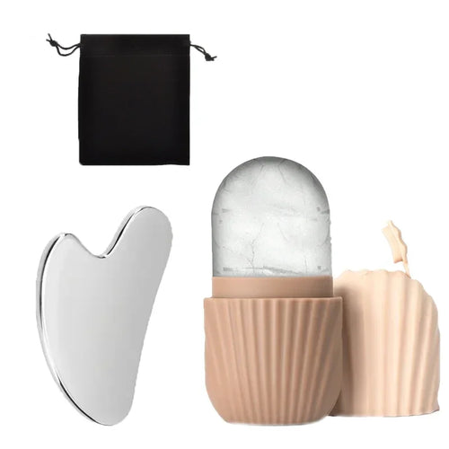 1/3PCS Ice Face Roller Stainless Steel Gua Sha Board Set Face Massage