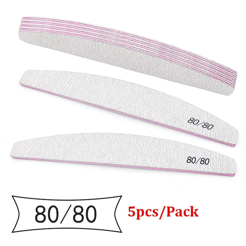 5/25Pcs/Lot Nail File Mix Color 80/100/150/180/240 Grit Professional