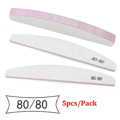 5/25Pcs/Lot Nail File Mix Color 80/100/150/180/240 Grit Professional