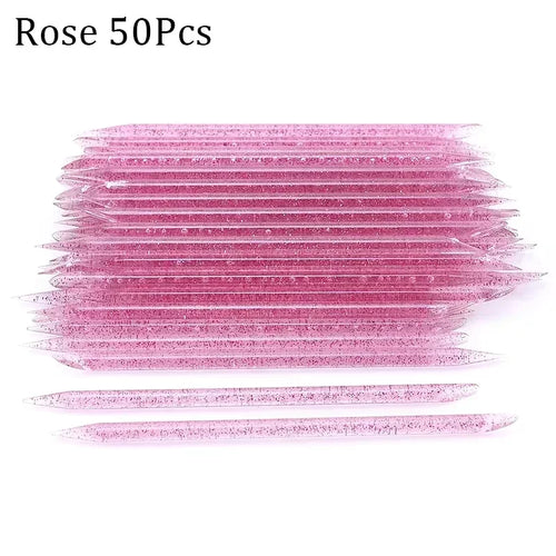 50/100pcs Reusable Double-Ended Crystal Cuticle Pusher – Professional