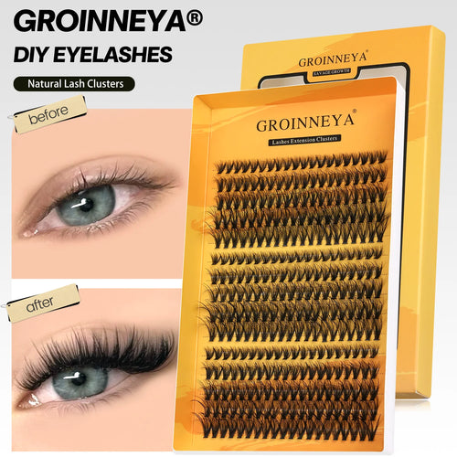GROINNEYA Cluster Lashes DIY Eyelash Extension C Curl Long Individual