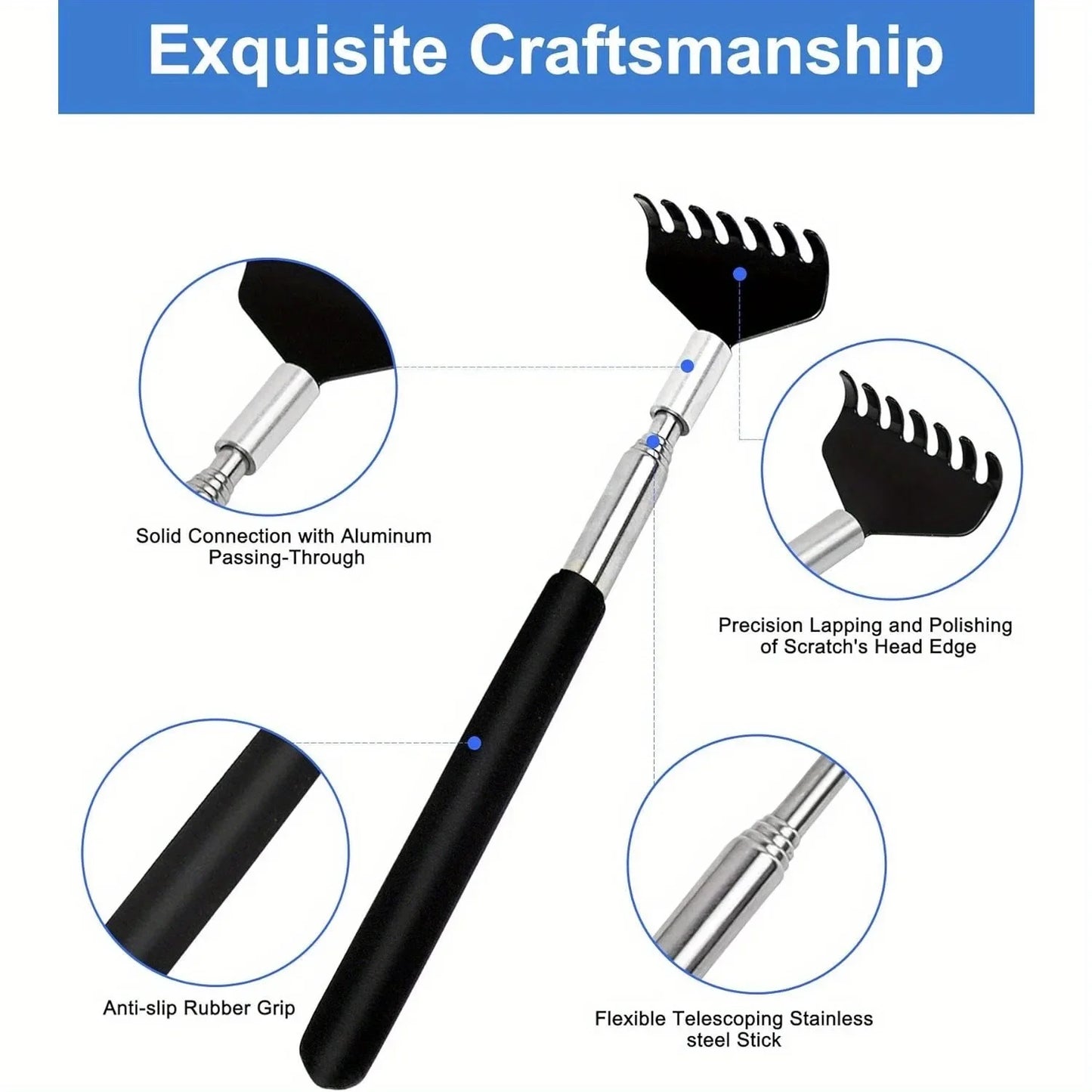 Extendable Portable Telescoping Metal Back Scratchers Hand Massager