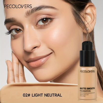 PECOLOVERS Matte Finish Liquid Foundation - Oil-Control, Waterproof,