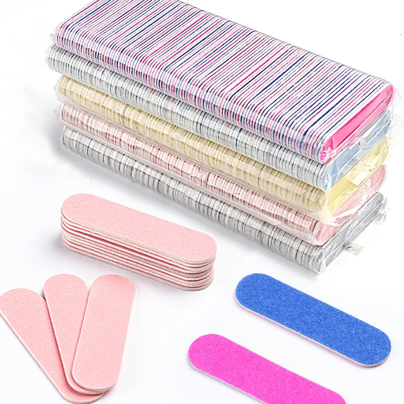 Double Side Nail Files Mini Wood Sanding Buffer Block Set For Gel