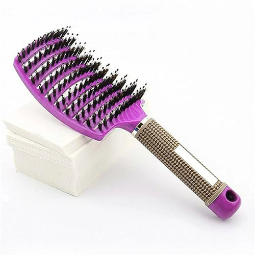Hair Brush Scalp Massage Comb Hairbrush Boar Bristle Nylon Women Wet