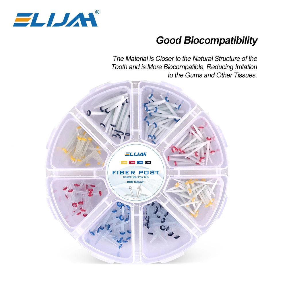 ELIJAH 200Pcs/Box Dental Fiber Post Drills Screw Straight Post Quartz