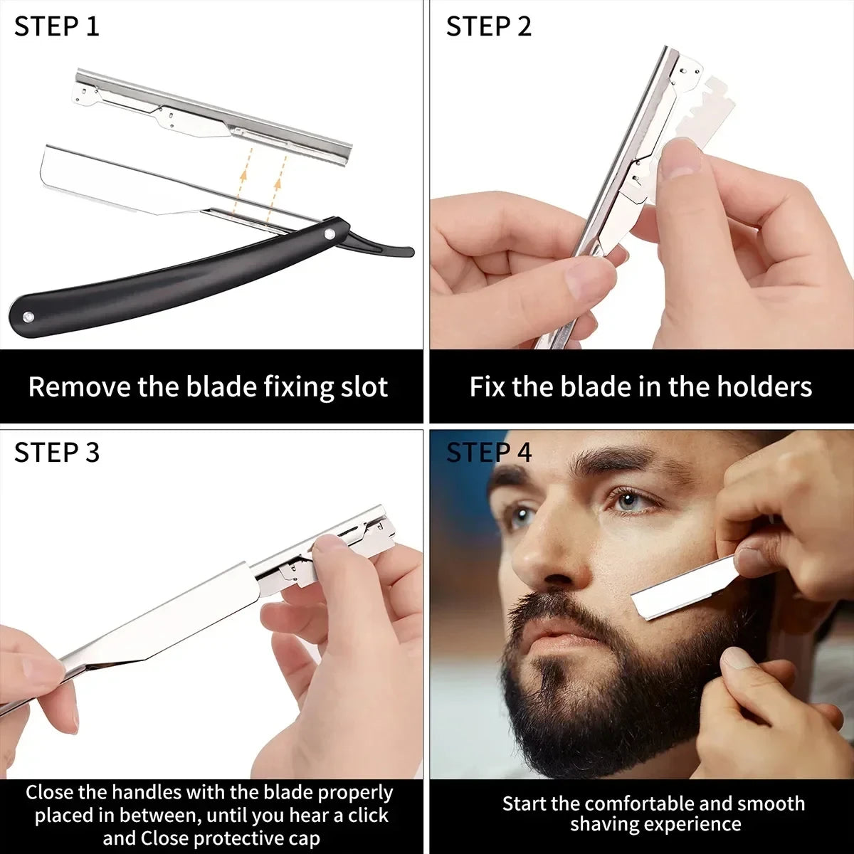 Professional Manual Shaver Straight Edge Stainless Steel Sharp Barber