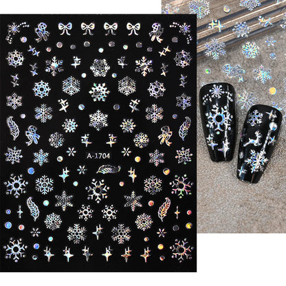 Winter Christmas Atmosphere Nail Stickers Snowman Snowflake Wapiti