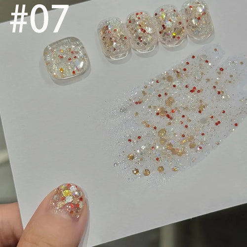 10ml 1-12pcs Gold Sparkling Platinum Nail Gel Polish Glitter Long