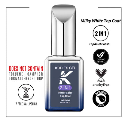 KODIES GEL Milky White Top Coat UV Gel Nail Polish 15ML Vernis Semi