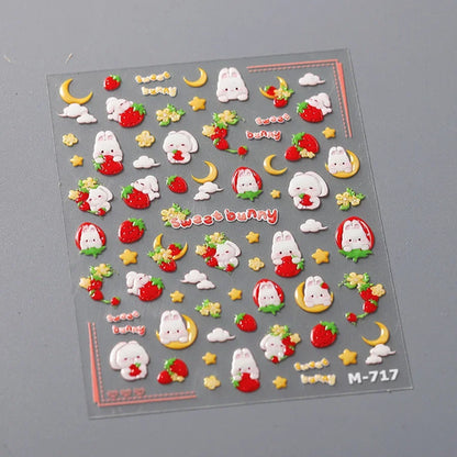 Cute Animals Bear Dog Cake Sweet Cherry Grid Bowknot Star Line Fruit