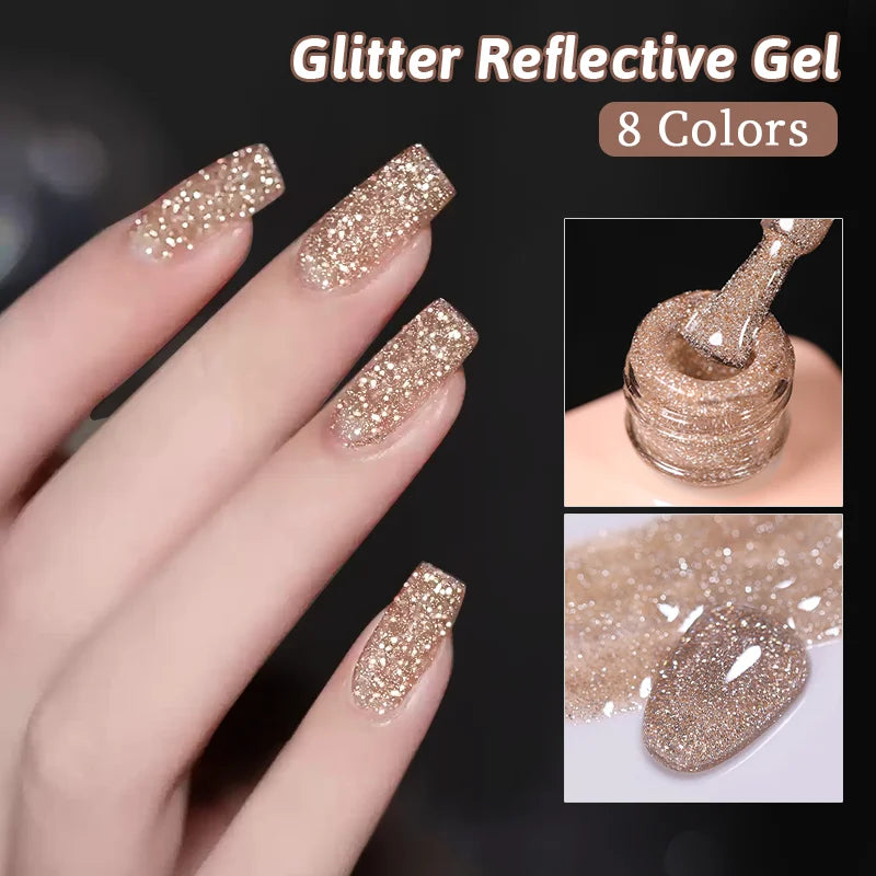 UR SUGAR 15ml Sliver Reflective Nail Gel Polish Shining Glitter Semi