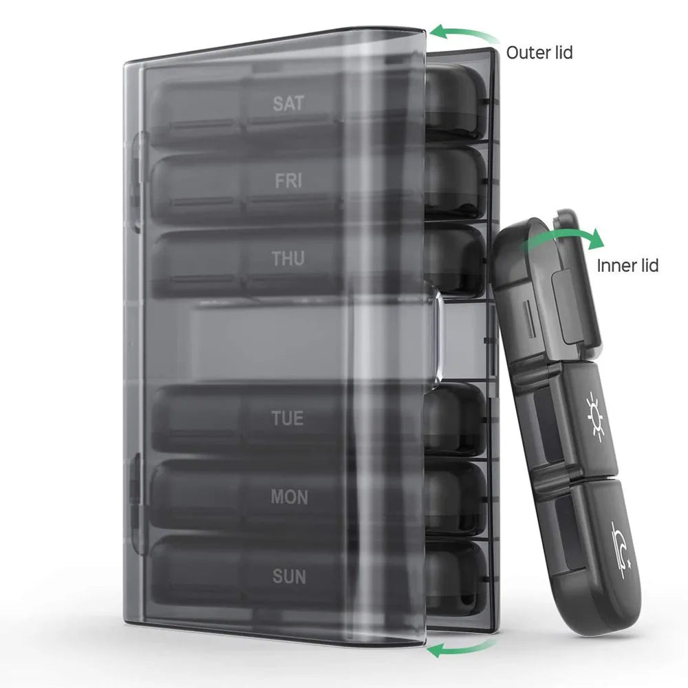 Pill Box 7 Days Organizer 21/14 Grids 3 Times One Day Portable Travel