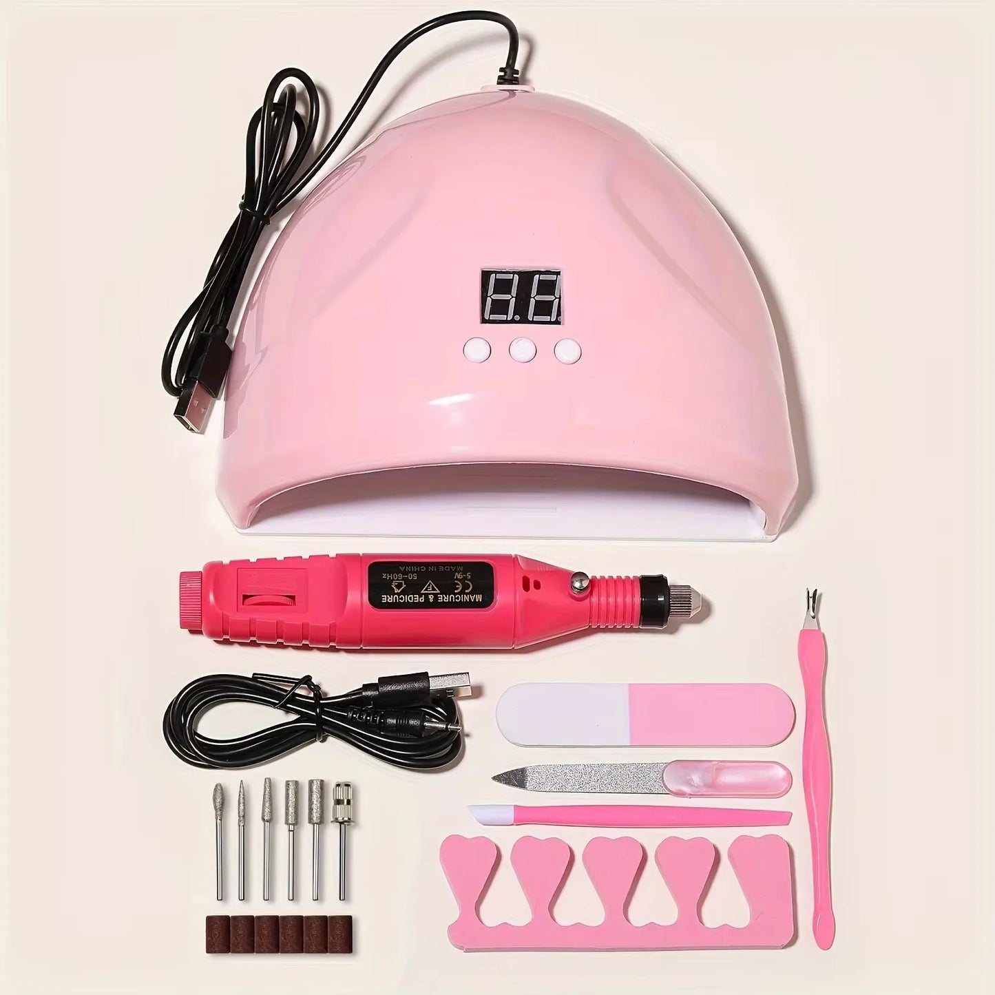 LINMANDA Professional USB Electric Nail Drill Polish File Kit with UV