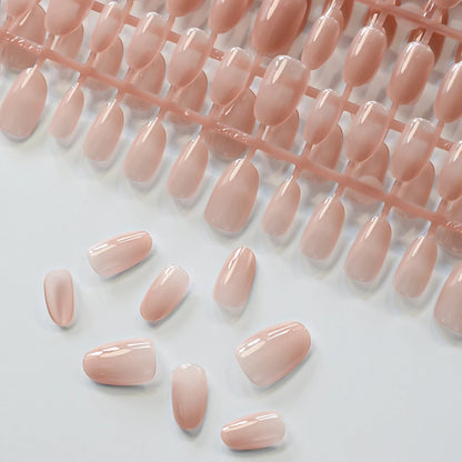 150Pcs Gradient Nude Short Almond Fake Nails XS/S/M Size Glossy Full