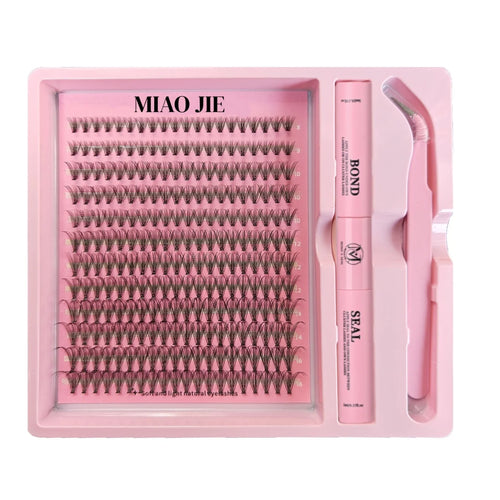 MAIOJIE DIY Clusters Lash Kit 8-16mm Mix Bond&Seal Tweezers Lash Set