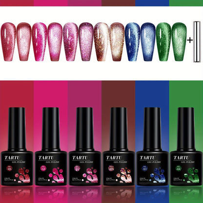 TARTU 6pcs 8ml Cat Eye Gel Nail Polish Set, 6 Colors Gel Polish Kit,