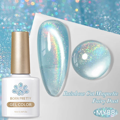 BORN PRETTY 10ml Rainbow Purple Water Light Cat Magnetic Gel Nail