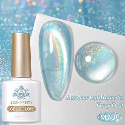 BORN PRETTY 10ml Rainbow Purple Water Light Cat Magnetic Gel Nail