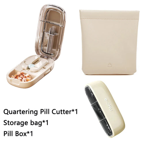 Newest Quartering Pill Cutter Storage Box Portable Drug Tablet