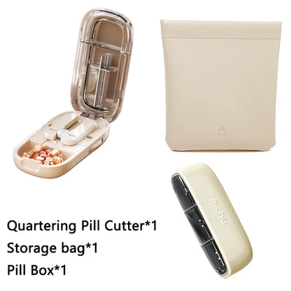 Newest Quartering Pill Cutter Storage Box Portable Drug Tablet