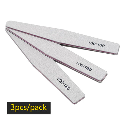 Lurayee Nail File Buffer 100/180 Grit Half Moon Double Side Sandpaper