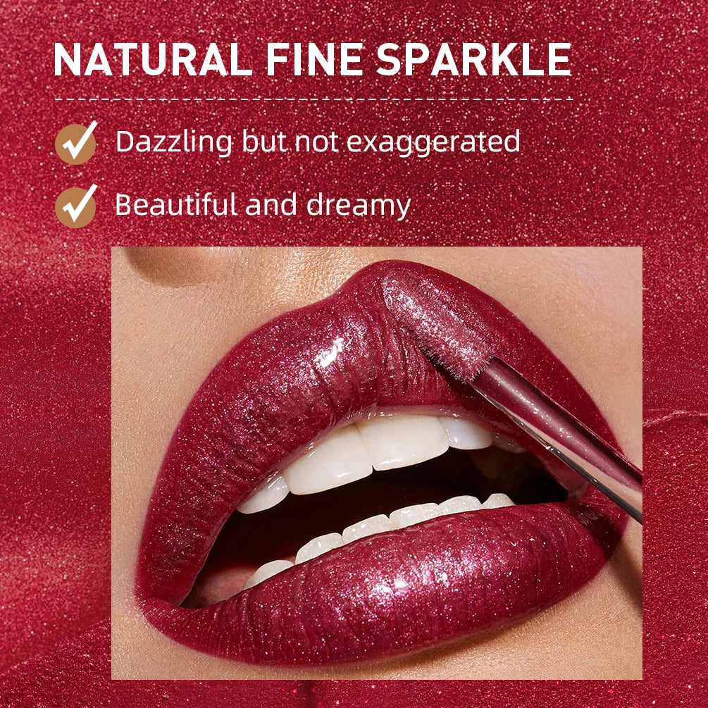QIBEST Waterproof Diamond Shimmer Glitter Lipgloss Matte Liquid