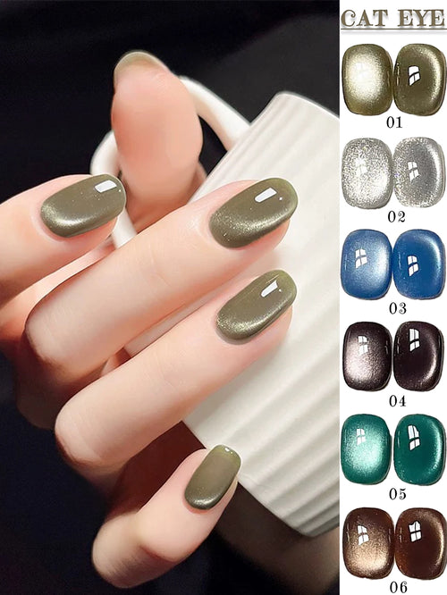 WS Black Glass Cat Magnetic Gel Nail Polish Punk Style Nail Art