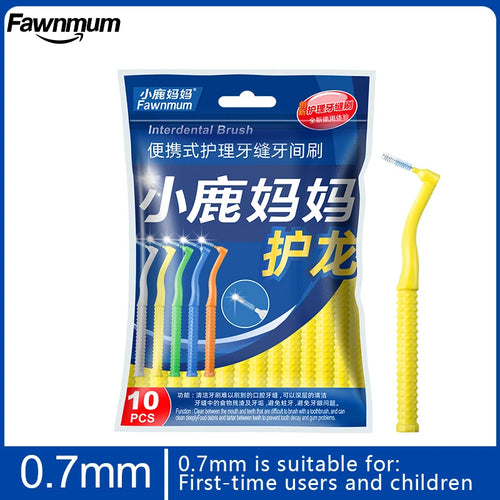 10 PCS Fawnmum L-Shape Interdental Brush Wire Orthodontic Interdental