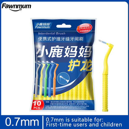 10 PCS Fawnmum L-Shape Interdental Brush Wire Orthodontic Interdental