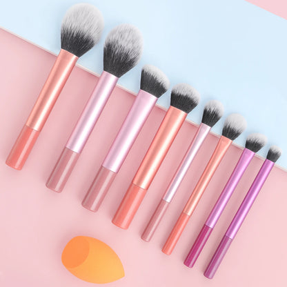 8PCS classic daily makeup brush set &1PC large wet and dry dual-use