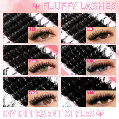 GROINNEYA Lashes Cluster DIY Lash Extension Mixed Tray Clusters