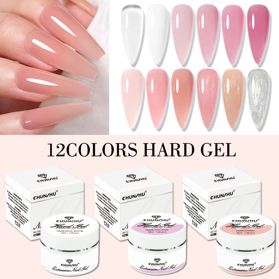 30ML Hard Gel For Nail Extension Milky White Builder Constructor Gel