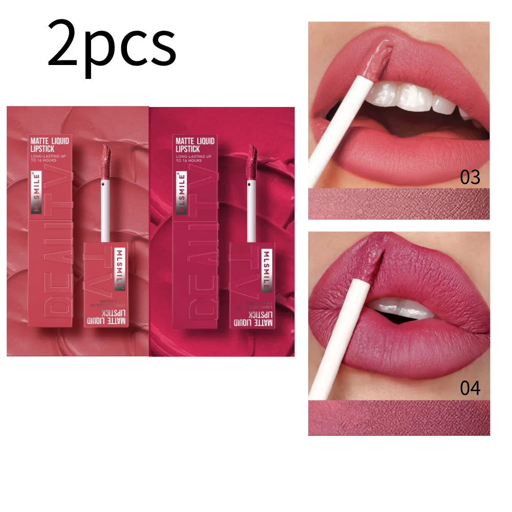 MLSMILE 6 Color Non-stick cup Velvet Satin Gloss Lip glaze Mist Liquid