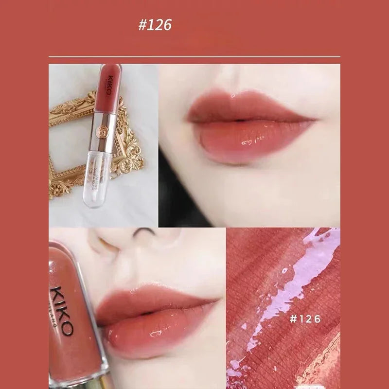 Double Head Mirror Lip Gloss Moisturizing Transparent Gloss Cherry Red Gloss Double Touch Lipstick Retro Red Long-lasting