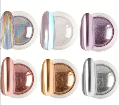 1 box Moonlight Mirror Nail Powder Silver Fine Glitter Metallic Effect