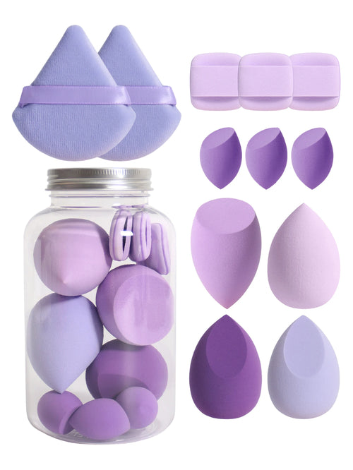 12Pcs Makeup Sponge Set with Storage Jar Latex-Free, Makeup Sponge