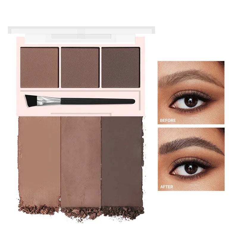 3-Shade Eyebrow Powder Palette - Long-Lasting, Waterproof and