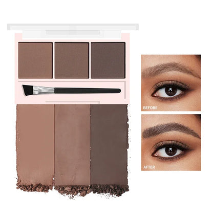 3-Shade Eyebrow Powder Palette - Long-Lasting, Waterproof and