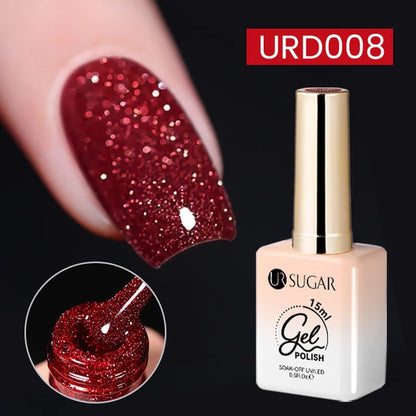 UR SUGAR 15ml Sliver Reflective Nail Gel Polish Shining Glitter Semi