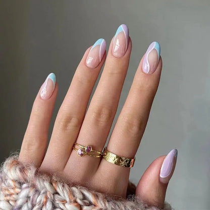 Fall Nails | Cute November Nails Brown Wave Tips Almond Winter Press On Nails 24 piece Set